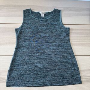Exclusively Misook Sleeveless Ribbed Knit Tank Womens Large BLUE Mock Neck